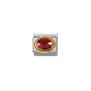 Nomination Composable Classic Link Red CZ Oval Stone In Bonded Gold