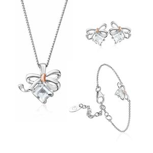 Preview image of Clogau Christmas Bow Silver Necklace, Bracelet & Earrings Gift Set 