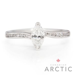 Preview image of 18ct White Gold 0.48ct Canadian Arctic Marquise Cut Diamond 4 Claw Diamond Set Shoulders