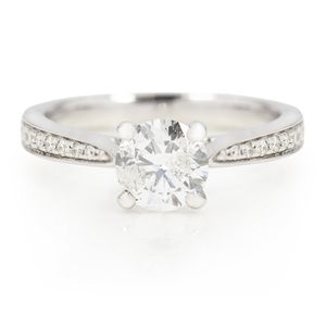 Preview image of 18ct White Gold 1.03ct Round Brilliant Cut Diamond Solitaire With Diamond Set Shoulders 
