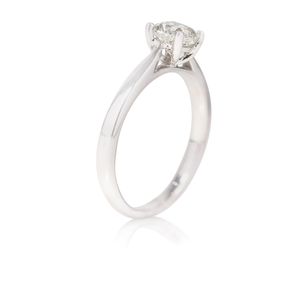 Platinum 0.76ct Forevermark Cushion Cut Diamond 4 Claw Solitaire
