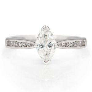 Preview image of 18ct White Gold 0.50ct Marquise Cut Diamond 4 Claw Diamond Set Shoulders