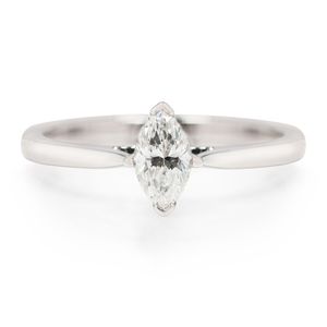 Preview image of 18ct White Gold 0.47ct Marquise Cut Diamond 4 Claw Solitaire