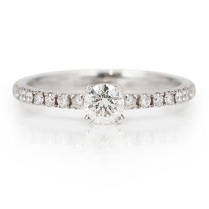 Preview image of 18ct White Gold 0.27ct Round Brilliant Cut Diamond Solitaire With Diamond Set Shoulders 