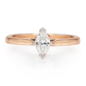Preview image of 18ct Rose Gold 0.35ct Marquise Cut Diamond 4 Claw Solitaire