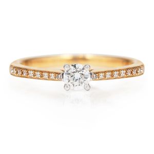 Preview image of 18ct Gold 0.20ct Round Brilliant Cut Diamond Solitaire With Diamond Set Shoulders 