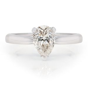 Preview image of 18ct White Gold 1.02ct Pear Cut Diamond 3 Claw Solitaire