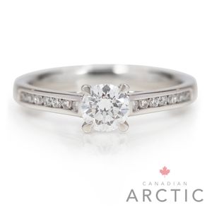 Preview image of Platinum 0.50ct Canadian Arctic Round Brilliant Diamond 4 Claw Diamond Set Shoulders