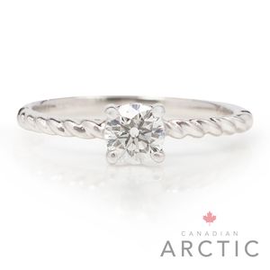 Preview image of 18ct White Gold 0.46ct Canadian Arctic Round Brilliant Diamond Rope Twist Shoulders Solitaire