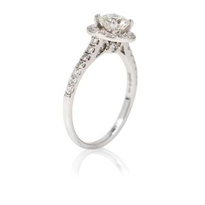 Platinum 0.70ct Canadian Arctic Round Brilliant Halo With Diamond Set Shoulders 