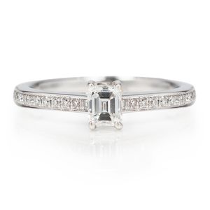 Preview image of 18ct White Gold 0.31ct Emerald Cut Diamond 4 Claw Set Solitaire