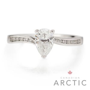 Preview image of 18ct White Gold 0.70ct Canadian Arctic Pear Cut Diamond 3 Claw Diamond Set Shoulders