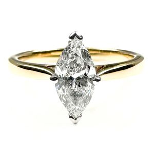 Preview image of 18ct Gold 0.84ct Marquise Cut Diamond 4 Claw Solitaire