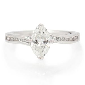 Preview image of 18ct White Gold 0.72ct Marquise Cut Diamond 4 Claw Diamond Set Shoulders