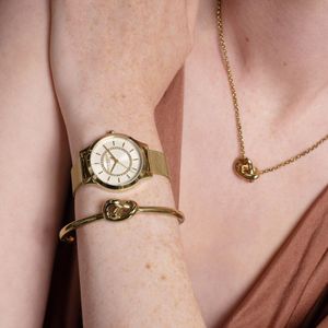 Preview image of Olivia Burton Classic 30mm Wonderlust Ivory & Gold Mesh Quartz Watch 
