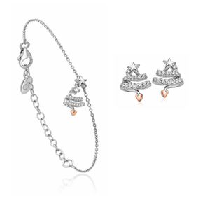 Preview image of Clogau Christmas Tree White Topaz Silver Bracelet & Earrings Gift Set 