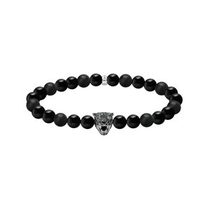 Preview image of Thomas Sabo Zirconia Black Cat Obsidian Beaded Bracelet 