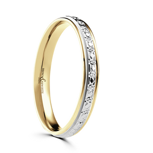 Preview image of 9ct White and Yellow Gold 3mm Sparkle Cut Ladies Wedding Ring