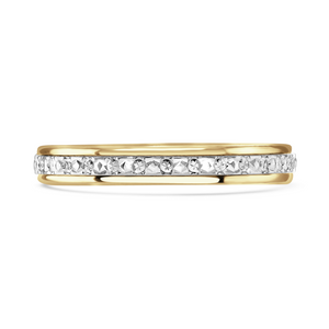 9ct White and Yellow Gold 3mm Sparkle Cut Ladies Wedding Ring