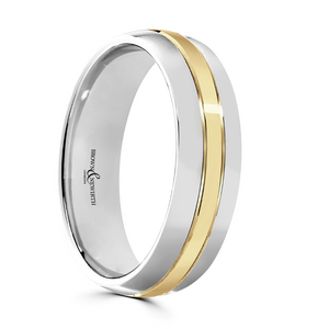 Preview image of 9ct White & Yellow Gold 6mm Gents Flux Wedding Ring