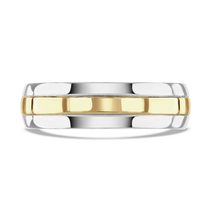Preview image of 9ct White & Yellow Gold 6mm Gents Flux Wedding Ring