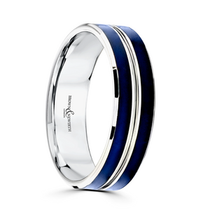 Preview image of 9ct White Gold & Blue Cerin 6mm Amplitude Gents Wedding Ring