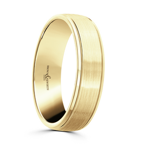 Preview image of 9ct Yellow Gold Brushed and Polished 5mm Gents Wedding Ring