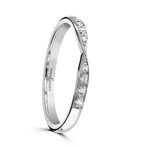 Preview image of 9ct White Gold 2mm Shape to Fit Ladies 0.05ct Diamond Wedding Ring