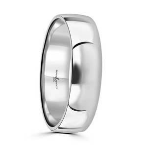 Preview image of 9ct White Gold 6mm Plain Lightweight Court Gents Wedding Ring