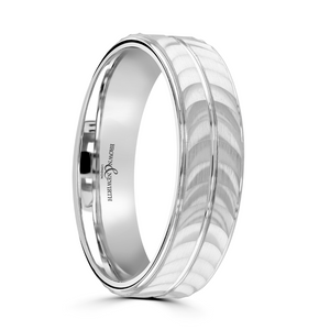 Preview image of 9ct White Gold 6mm Machined Centre Gents Wedding Ring