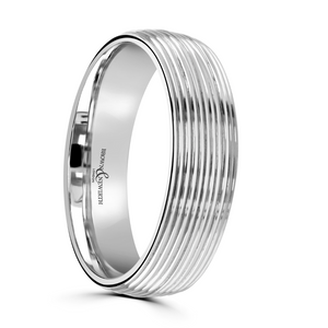 Preview image of 9ct White Gold 6mm Ribbed Gents Wedding Ring