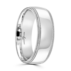 Preview image of Platinum 7mm Double Row Beaded Edge Gents Wedding Ring