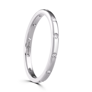 Preview image of Platinum 2mm 12x Rubover Diamond Set Ladies Wedding Ring