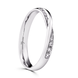 Preview image of Ladies Platinum Crossover Diamond Set Wedding Ring