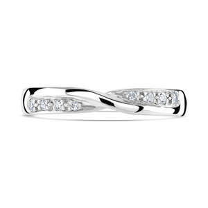 Ladies Platinum Crossover Diamond Set Wedding Ring