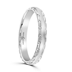 Preview image of Platinum 3mm Ribbed Edge Ladies Wedding Ring