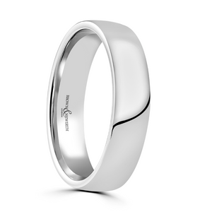 Preview image of 18ct White Gold 5mm Plain Lighter Low Domed Gents Wedding Ring