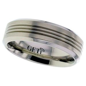 Preview image of Titanium 7mm 3-Line Groove Gents Wedding Ring 