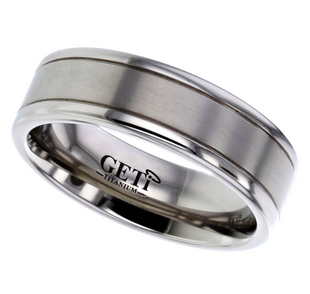 Preview image of Titanium 6mm Flat Brushed & Polished Gents Wedding Ring