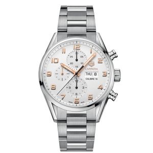 Preview image of Tag Heuer Carrera Men's White Calibre 16 Chronograph Automatic Bracelet Watch