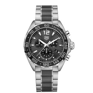 TAG Heuer Formula 1 43mm Steel Grey 3 Row Bracelet Chronograph Watch 