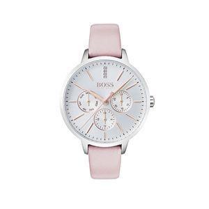 Boss Symphony 38mm Steel Pink Quartz Leather Strap Watch