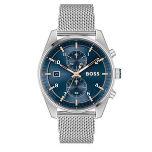 Preview image of BOSS Skytraveller 44mm Blue Steel  Dial Quartz Mesh Bracelet Chronograph  Watch