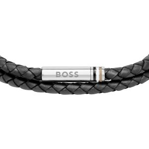 Preview image of Boss Ares Black Double Braided Leather Bracelet
