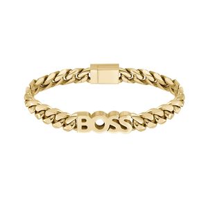 Preview image of Boss Kassy Yellow Gold Plated Steel Logo Bracelet
