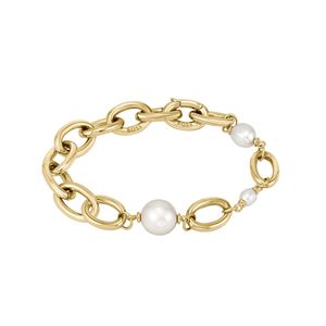 Preview image of Boss Leah Steel Gold Plated Freshwater Pearl Link Bracelet 