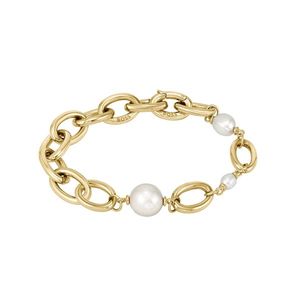 Boss Leah Steel Gold Plated Freshwater Pearl Link Necklace & Bracelet Gift Set 