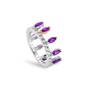 Preview image of Clogau Celebration Crown Silver Amethyst & White Topaz Ring