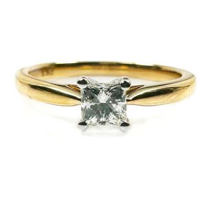 Preview image of 18ct Gold 0.36ct Princess Cut Diamond 4 Claw Solitaire