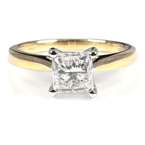 Preview image of 18ct Gold 0.82ct Princess Cut Diamond 4 Claw Solitaire